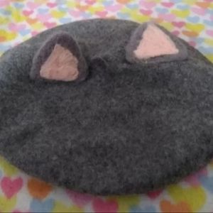 Kitty ears cat french beret